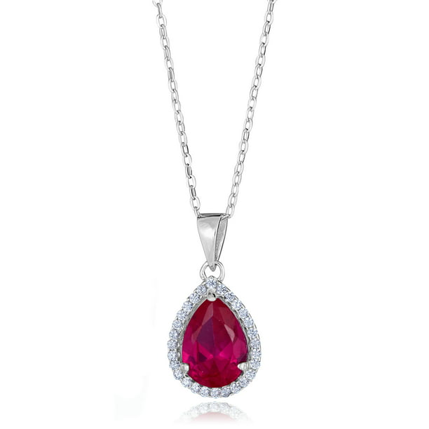 Sterling Silver Natural Ruby Pendant Necklace *VARIETY* 16"~18" OVAL/CUSHION/RND